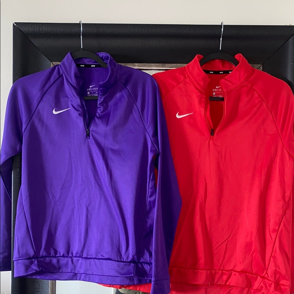 Nike Red and Purple Quarter-Zip Tops